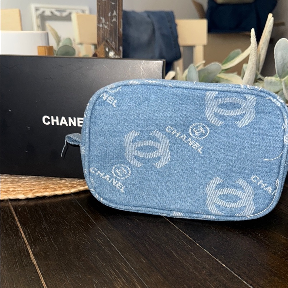 Chanel Blue Logo Pouch